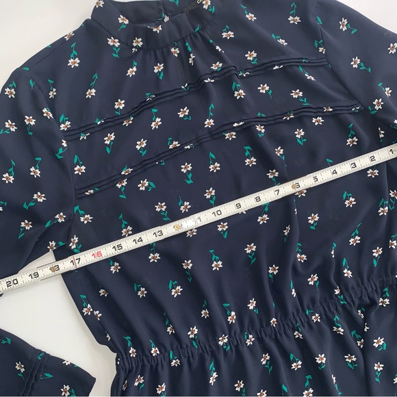 ASOS Only Blue Flora Sheer Long Sleeve High Neckline Top Blouse Size Medium - Picture 6 of 11